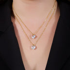 Colar Dourado Duplo de Coração em Cristal Auryn - Minha loja