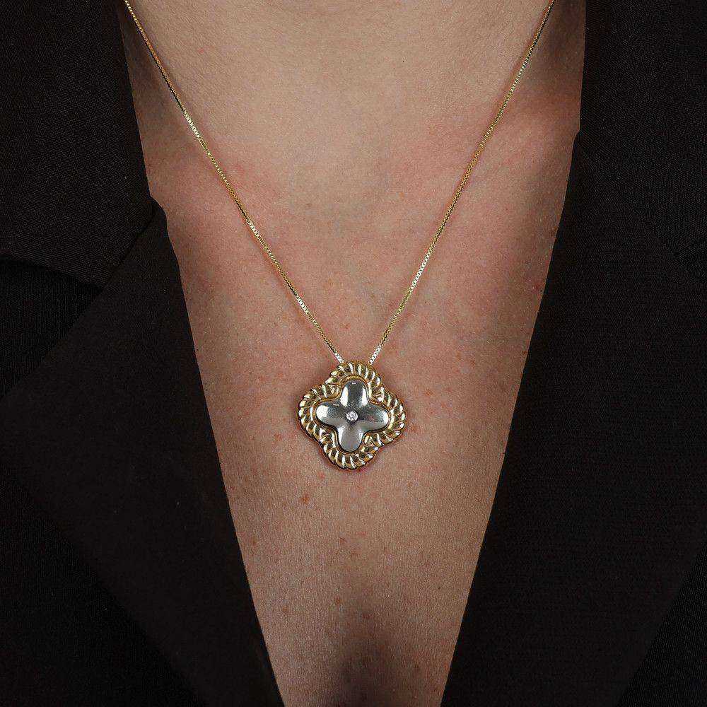 Colar Dourado e Prateado de Flor Auryn - Minha loja