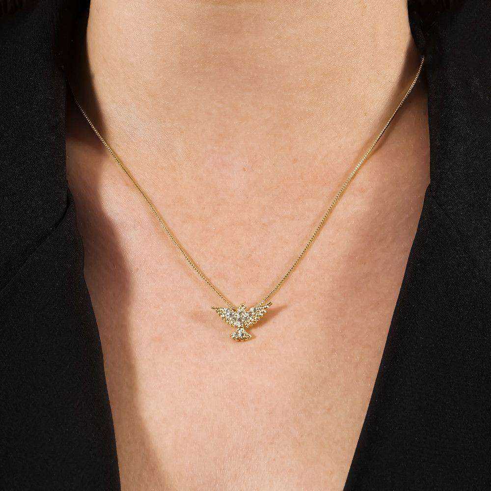 Colar Dourado Espirito Santo com Zircônia AurynAuryn - Minha loja