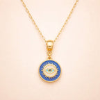 Colar Dourado Medalha Olho Grego Auryn - Minha loja