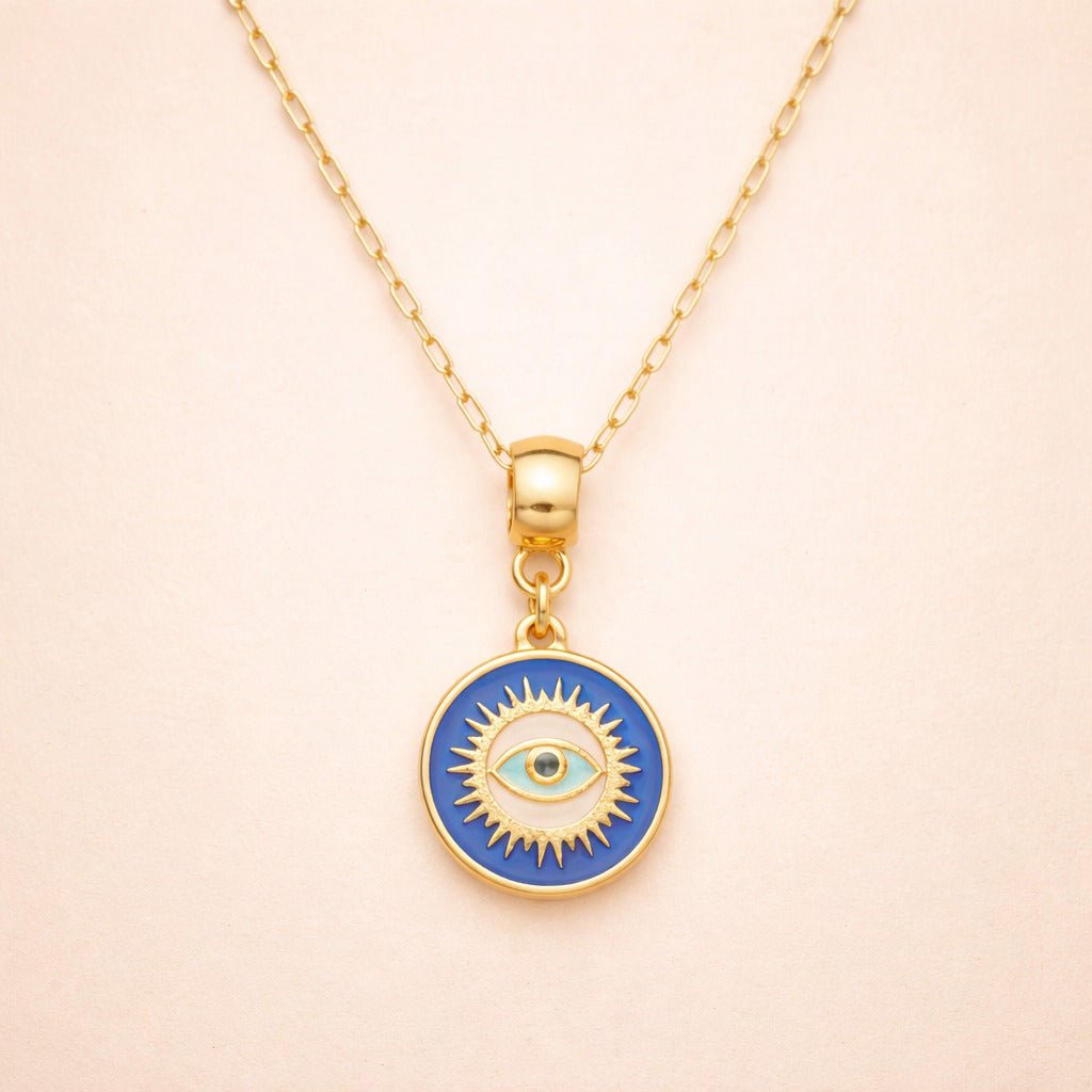 Colar Dourado Medalha Olho Grego Auryn - Minha loja
