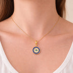 Colar Dourado Medalha Olho Grego Auryn - Minha loja