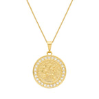 Colar Dourado Medalha São Miguel Arcanjo Cravejado de Zircônia Auryn - Minha loja
