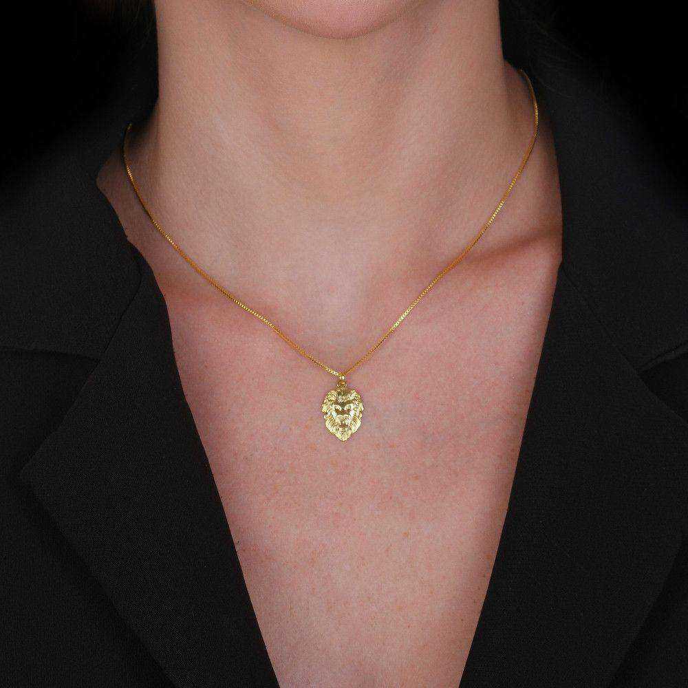 Colar Dourado Pingente Leão Auryn - Minha loja