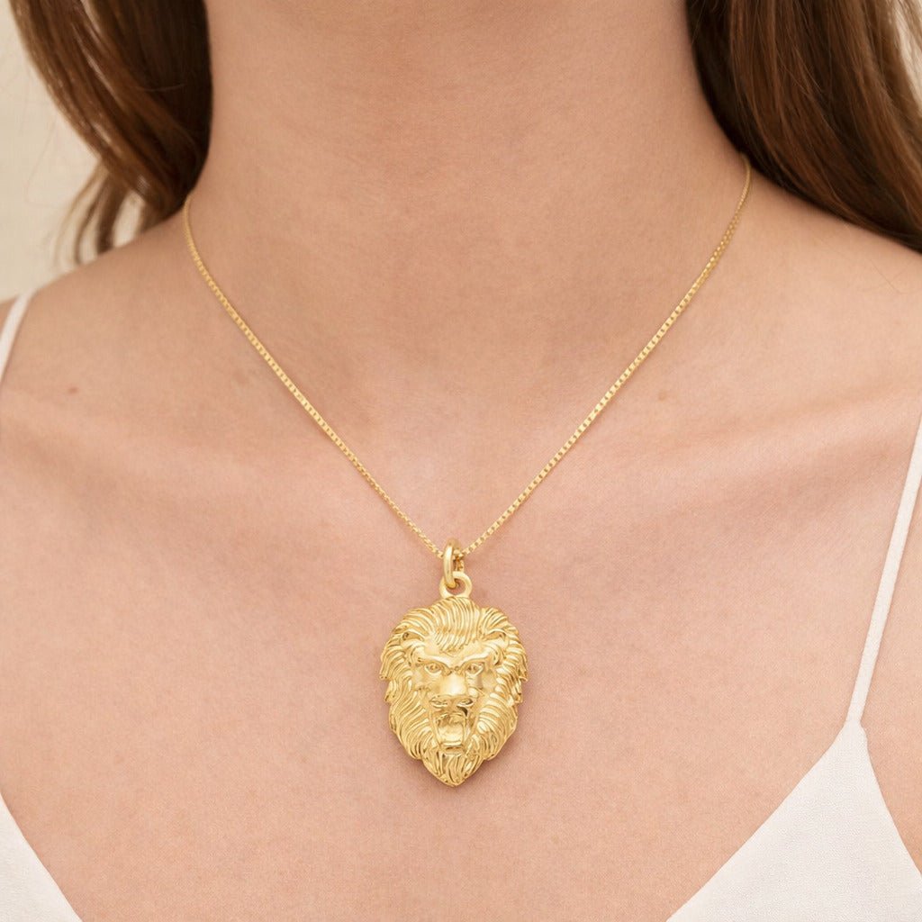 Colar Dourado Pingente Leão Auryn - Minha loja