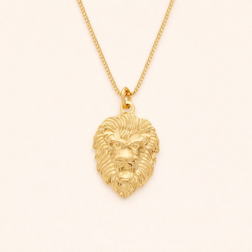 Colar Dourado Pingente Leão Auryn - Minha loja