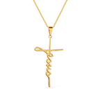Colar Dourado Religioso de Cruz Jesus Auryn - Minha loja