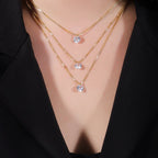 Colar Dourado Triplo 3 Pontos de Luz em Zircônia Auryn - Minha loja