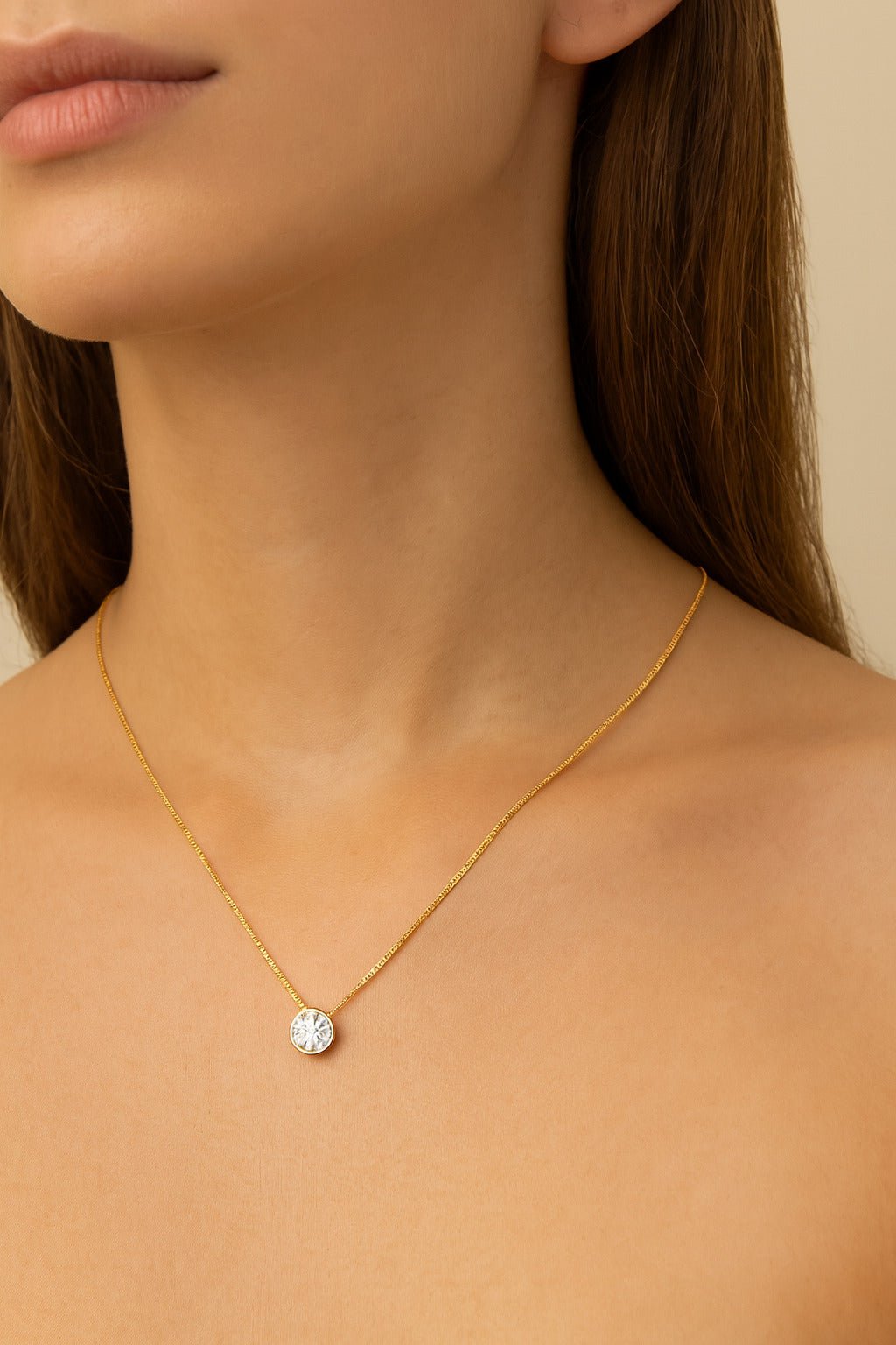 Colar Dourado Zircônia Ponto de Luz Auryn - Minha loja