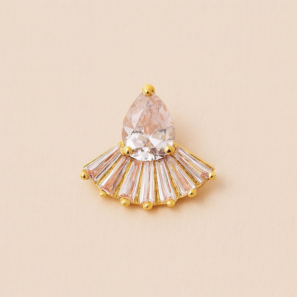 Combo feminino Auryn de colar dourado, brinco gota e anel de falange premium