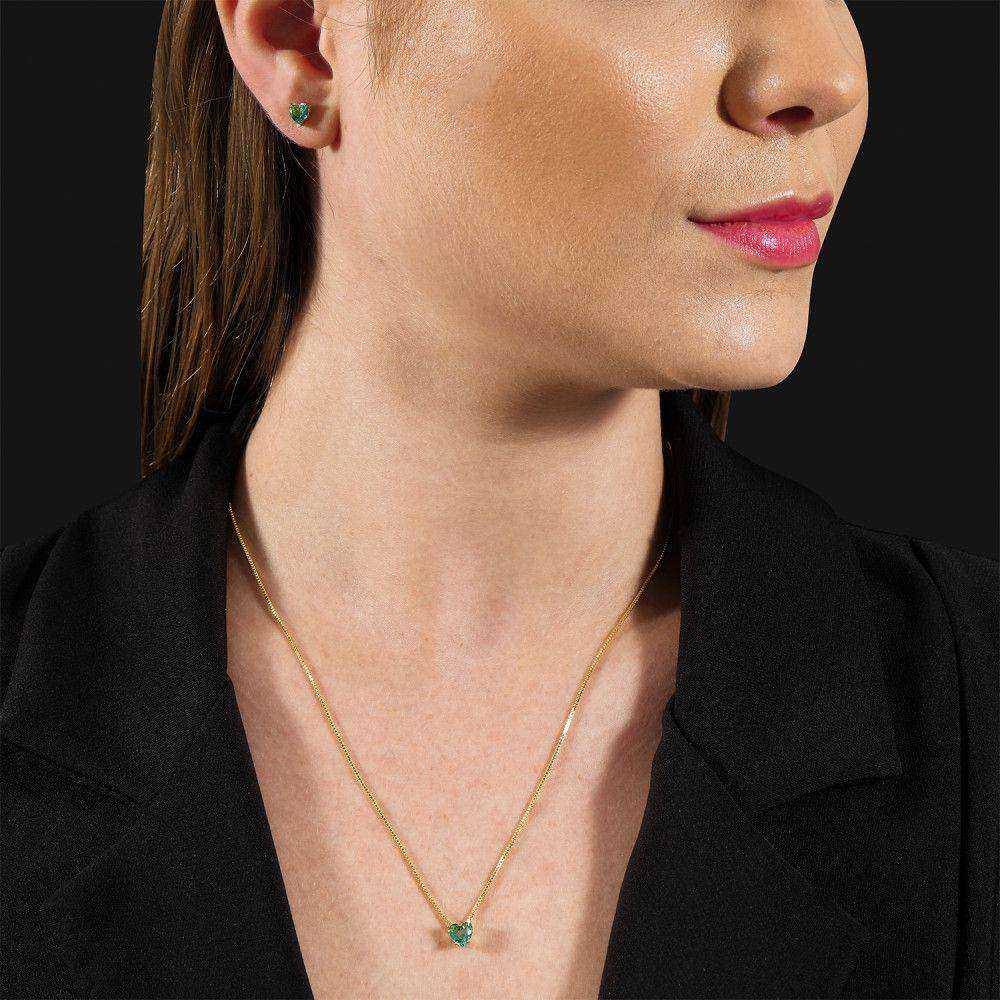 Conjunto Dourado de Coração Verde Auryn - Minha loja
