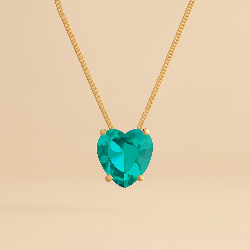 Conjunto Dourado de Coração Verde Auryn - Minha loja