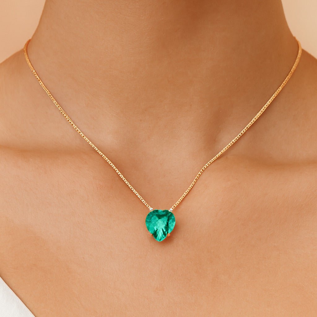 Conjunto Dourado de Coração Verde Auryn - Minha loja