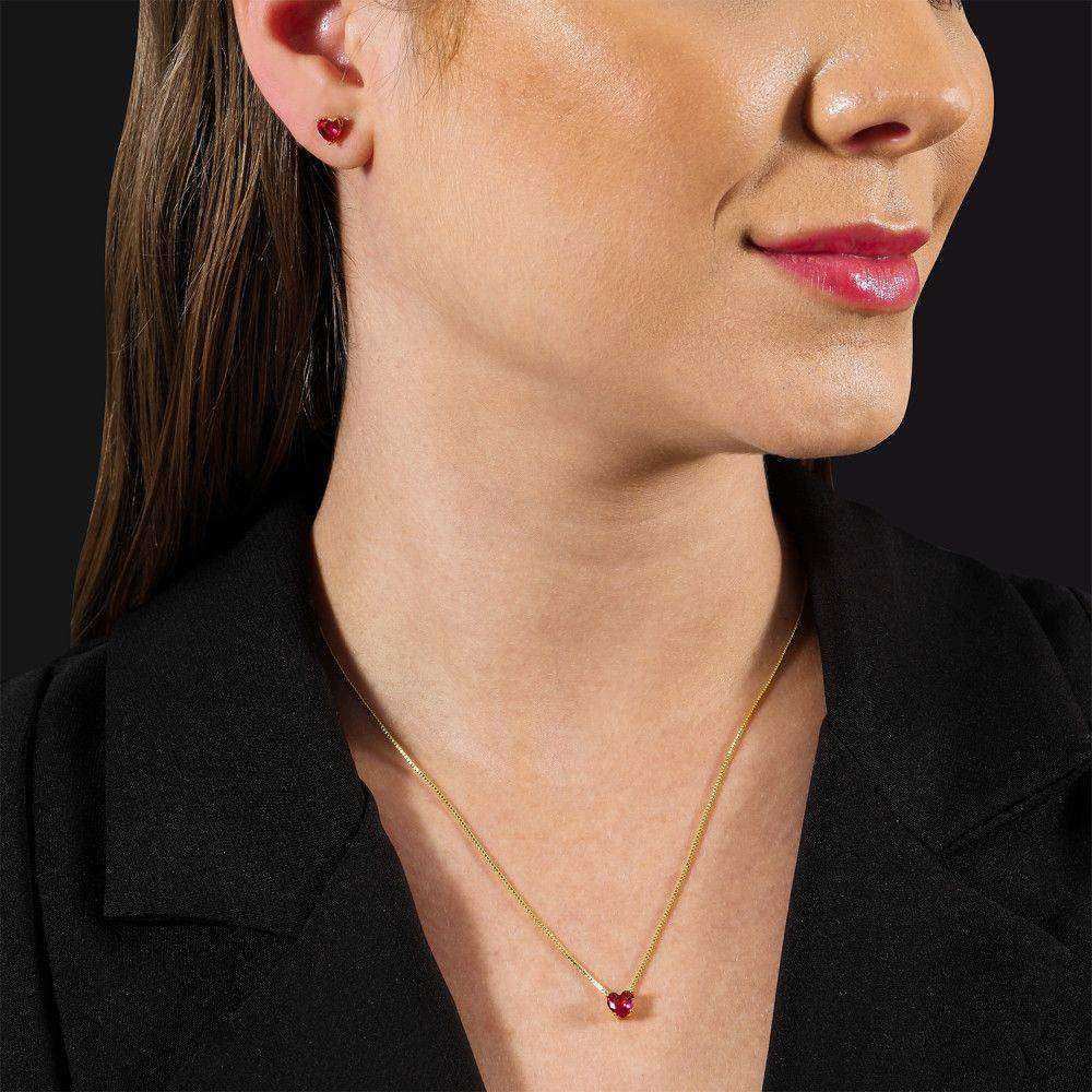 Conjunto Dourado de Coração Vermelho Auryn - Minha loja