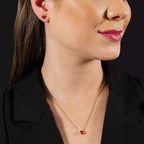 Conjunto Dourado de Coração Vermelho Auryn - Minha loja