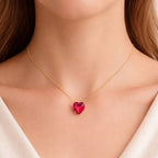 Conjunto Dourado de Coração Vermelho Auryn - Minha loja