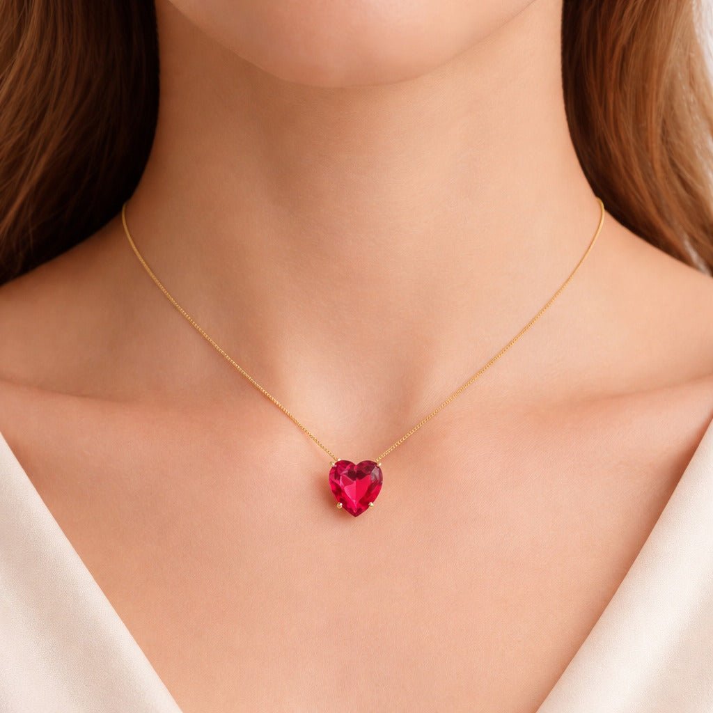 Conjunto Dourado de Coração Vermelho Auryn - Minha loja