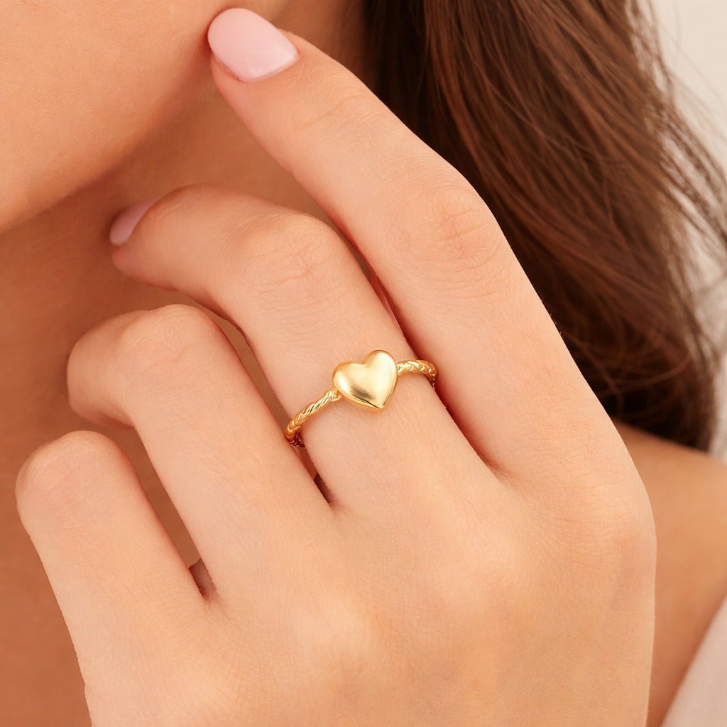 Kit: Anel Banhado a Ouro Falange de Coração e Colar Banhado a Ouro Ponto de Luz com Zircônia - Auryn Store