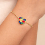 Pulseira Dourada Autismo Formato Coração Auryn - Minha loja