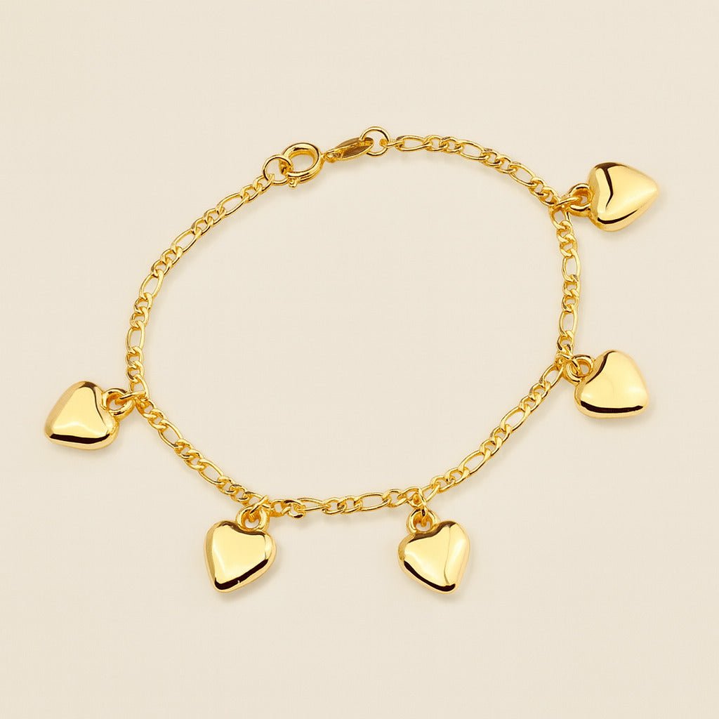 Pulseira Dourada com Pingentes de Coração Auryn - Minha loja