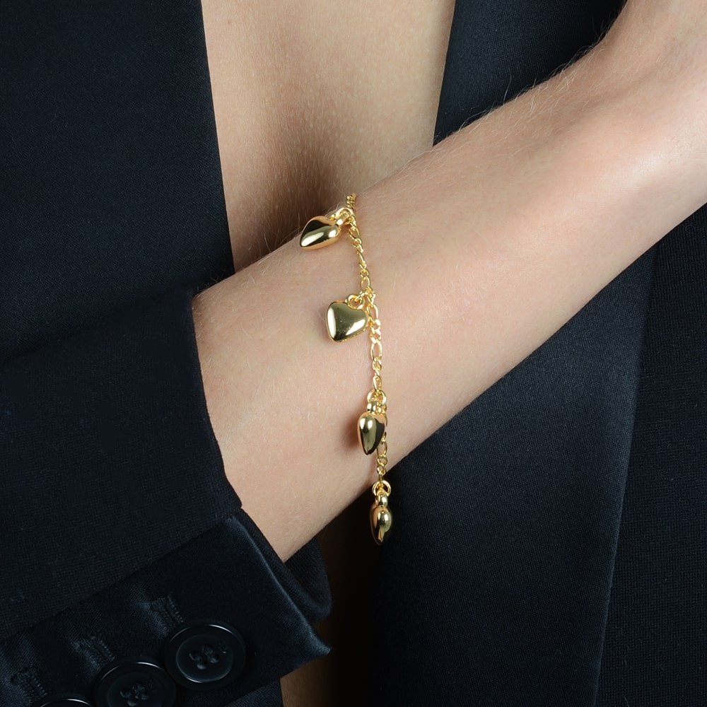 Pulseira Dourada com Pingentes de Coração Auryn - Minha loja