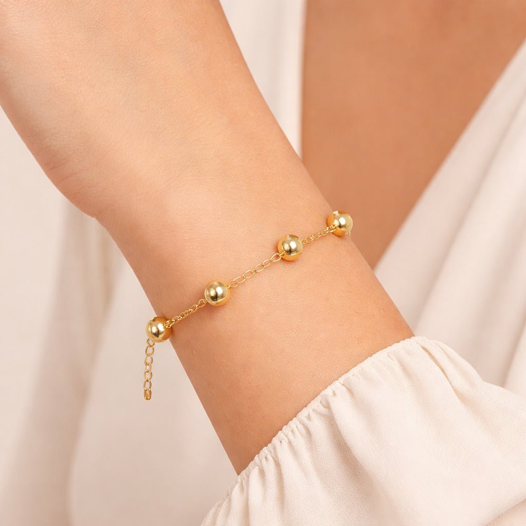 Pulseira Dourada de Bolas Grandes Auryn - Minha loja