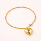 Pulseira Dourada de Cordão Baiano com Coração Auryn - Minha loja