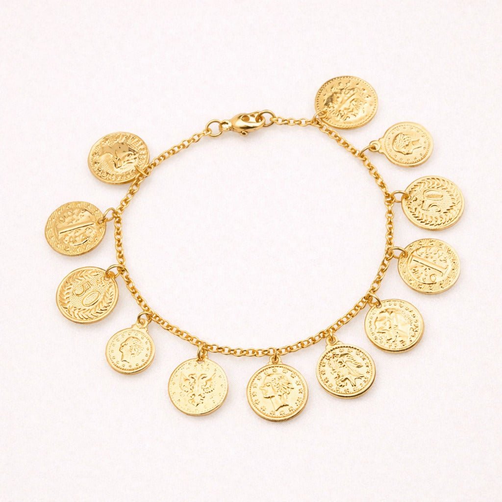 Pulseira Dourada de Moedas Antigas Auryn - Minha loja
