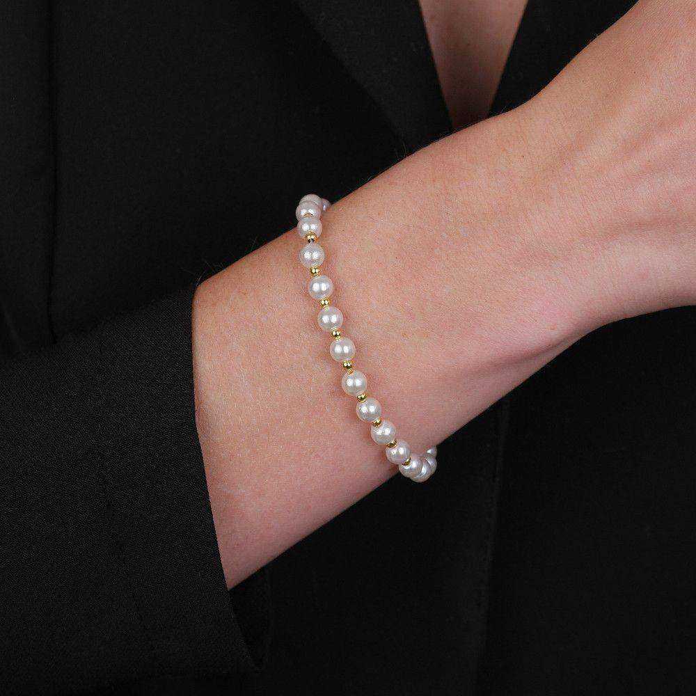 Pulseira Dourada de Pérolas e Bolinhas Auryn - Minha loja