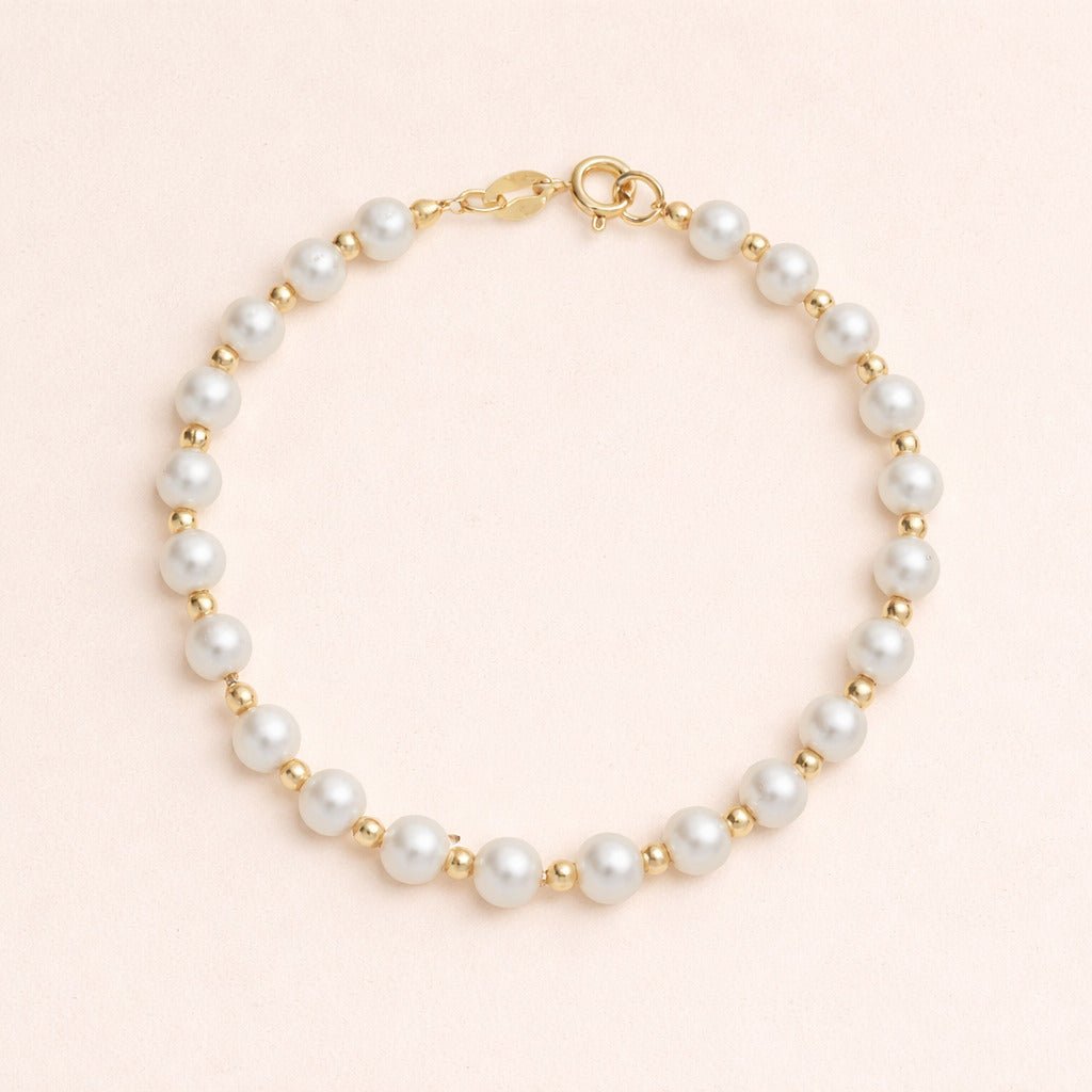 Pulseira Dourada de Pérolas e Bolinhas Auryn - Minha loja