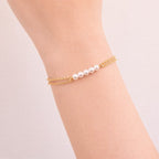 Pulseira Dourada Dupla Elo Português com Pérolas Auryn - Minha loja