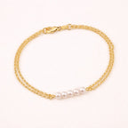 Pulseira Dourada Dupla Elo Português com Pérolas Auryn - Minha loja