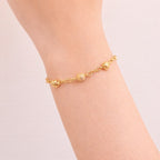 Pulseira Dourada Elo Português com Esferas Auryn - Minha loja