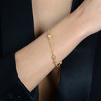 Pulseira Dourada Elo Português com Esferas Auryn - Minha loja