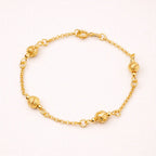 Pulseira Dourada Elo Português com Esferas Auryn - Minha loja