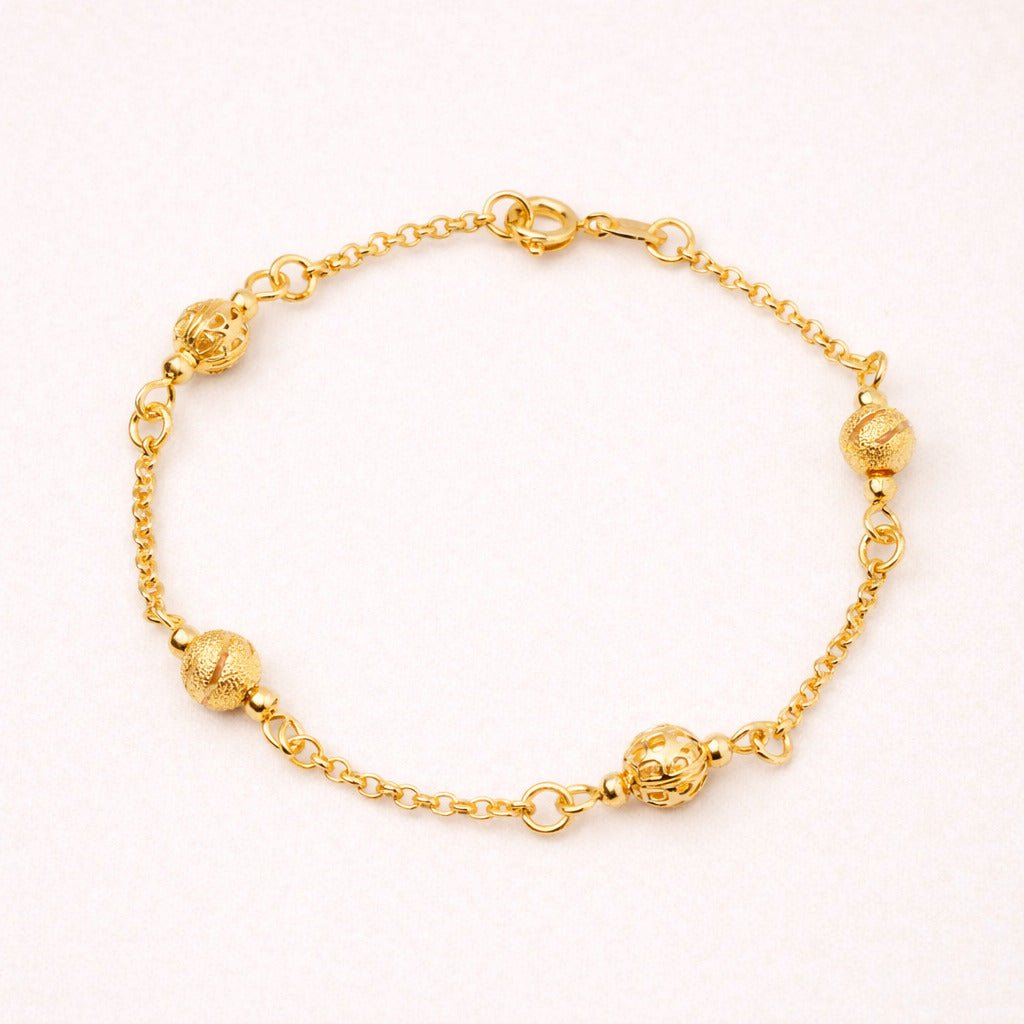 Pulseira Dourada Elo Português com Esferas Auryn - Minha loja