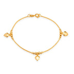 Pulseira Dourada Lisa com 3 Pingentes de Coração Auryn - Minha loja