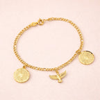 Pulseira Dourada Religiosa Pai Nosso e Espírito Santo Auryn - Minha loja