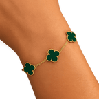 Pulseira Dourada Trevos Zircônia Verde - Minha loja