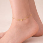 Tornozeleira Dourada 3 Corações Lisa Auryn - Minha loja