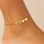 Tornozeleira Dourada 5 Corações Auryn - Minha loja