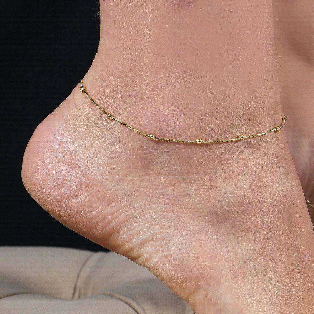 Tornozeleira Dourada de Bolinhas Auryn - Minha loja