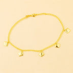 Tornozeleira Dourada de Chapas Quadradas Auryn - Minha loja