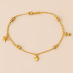 Tornozeleira Dourada Fundo do Mar e Bolas Auryn - Minha loja