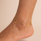 Tornozeleira Dourada Fundo do Mar e Bolas Auryn - Minha loja