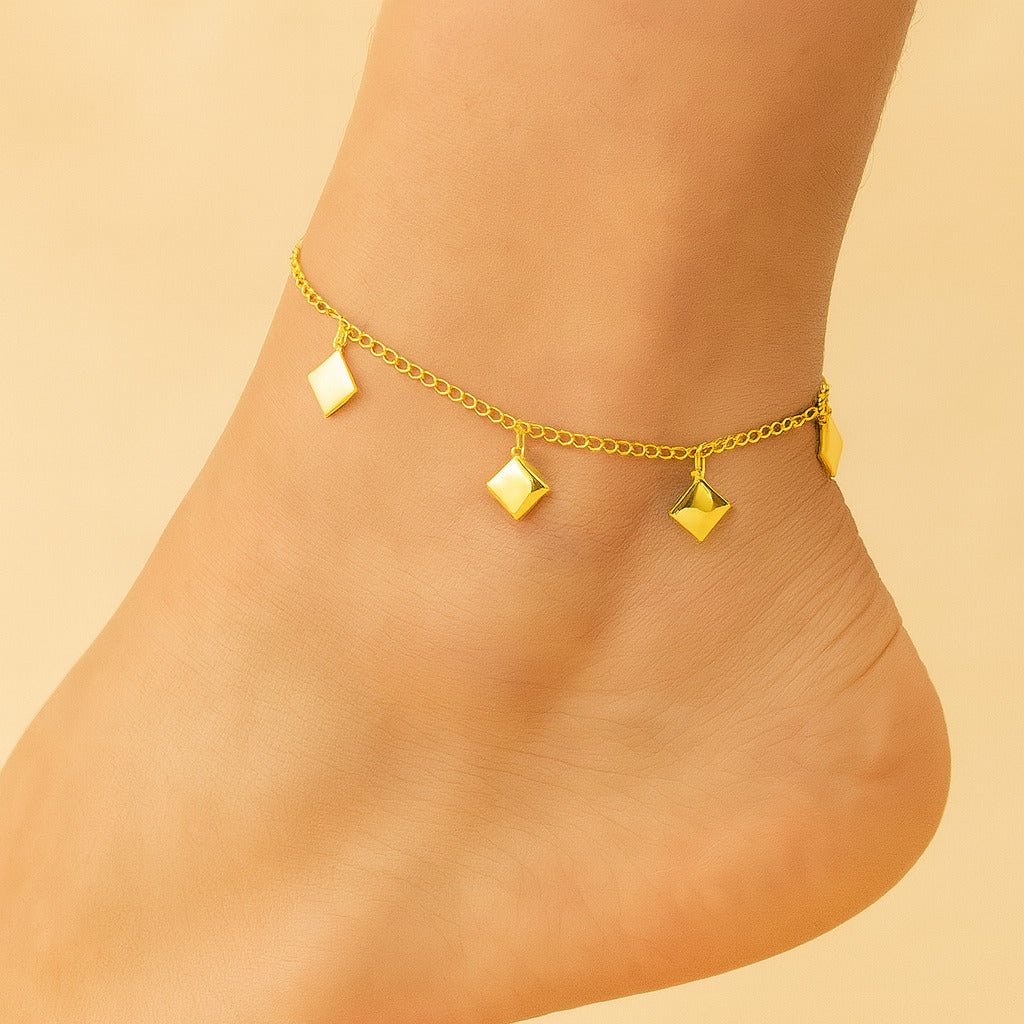 Tornozeleira Dourada Fundo do Mar e Pérolas Auryn - Minha loja